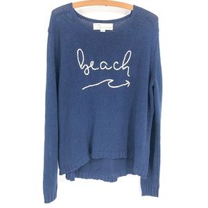 Vintage Havana Blue Beach Graphic Knit Sweater M